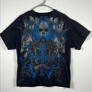🔥🔥 MMA ELITE Y2K Gothic Grunge Graphic AOP‎ T-Shirt Size LARGE - GUC
